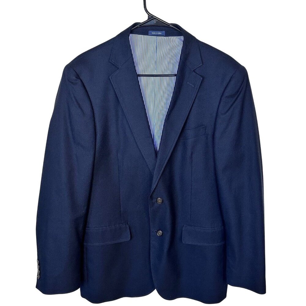 Stafford Signature Classic Fit Cotton Sport Coat Blazer Mens 40R Navy Blue Prep